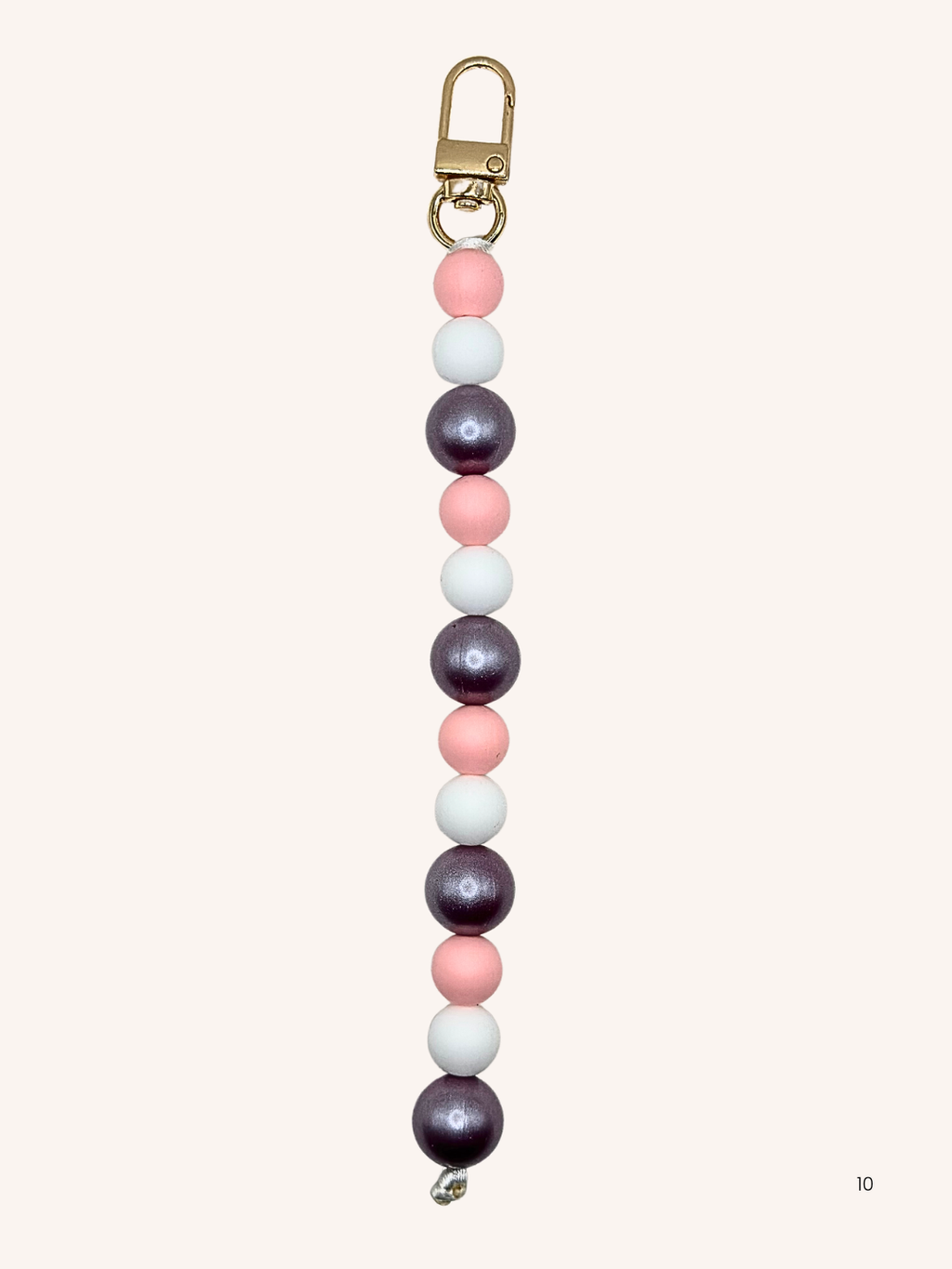 Chaîne de téléphone rose ,  blanc & perles nacré