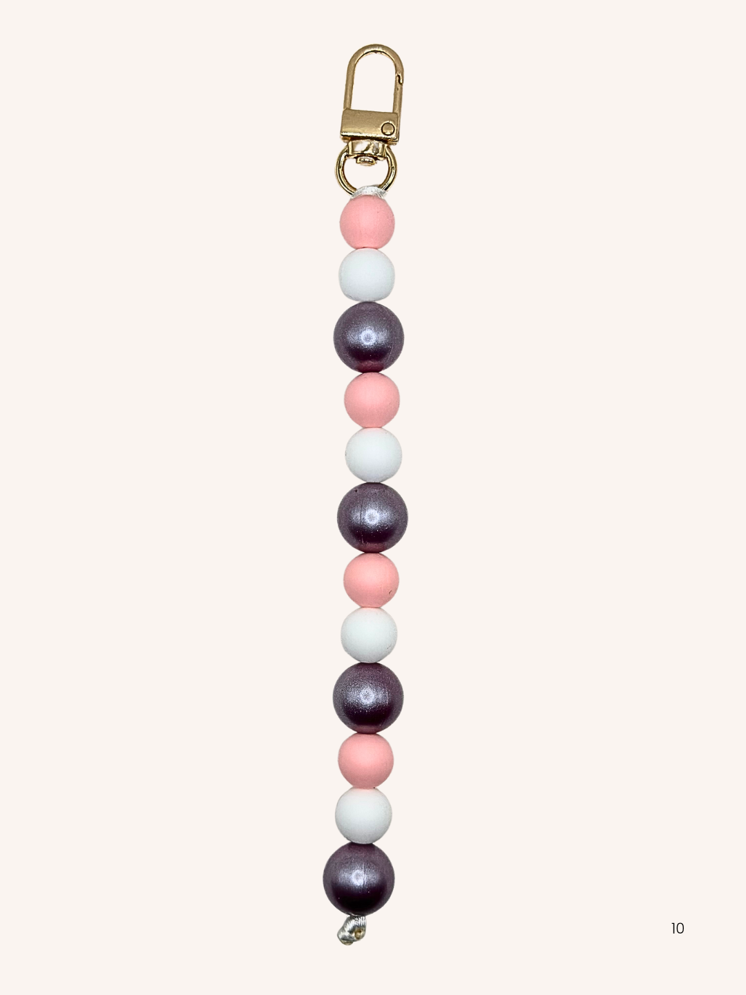 Chaîne de téléphone rose ,  blanc & perles nacré