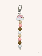 Chaîne de téléphone arc-en-ciel rose et beige