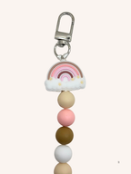 Chaîne de téléphone arc-en-ciel rose et beige