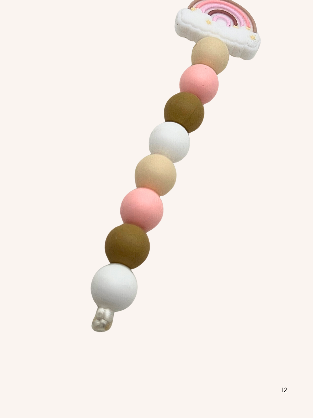 Chaîne de téléphone arc-en-ciel rose et beige
