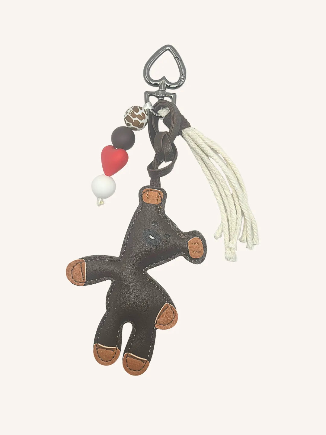 Bijou de sac nounours brun & coeur rouge