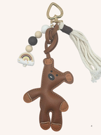 Bijou de sac Nounours brun et arc-en-ciel beige