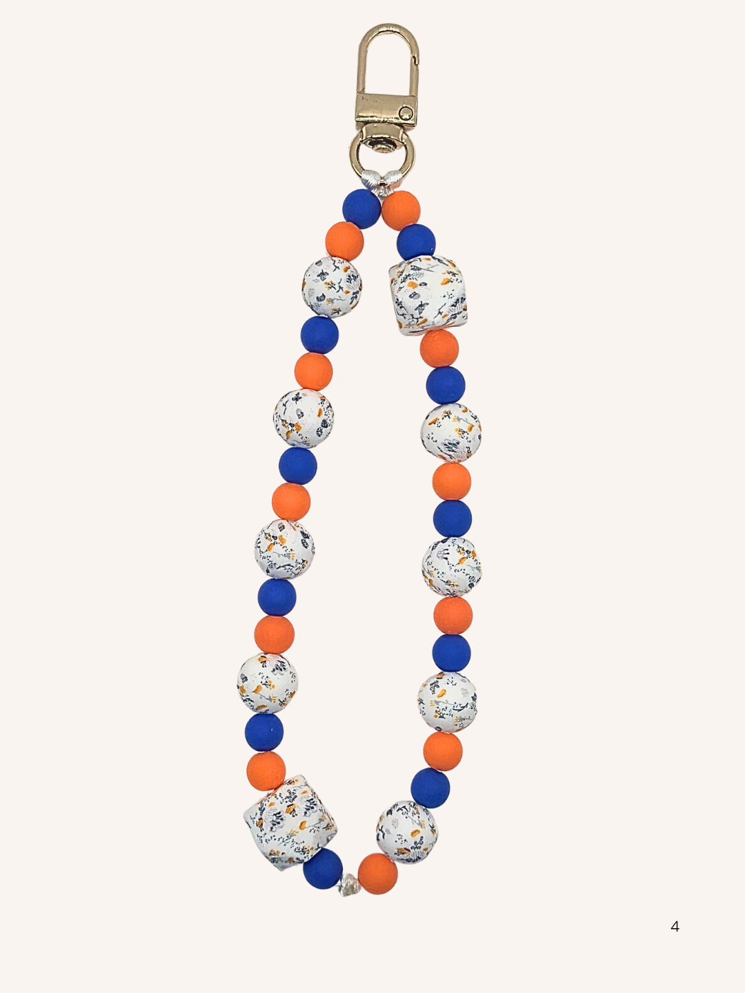 Chaine de téléphone orange & bleu marine