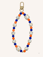 Chaine de téléphone bleu marine & orange