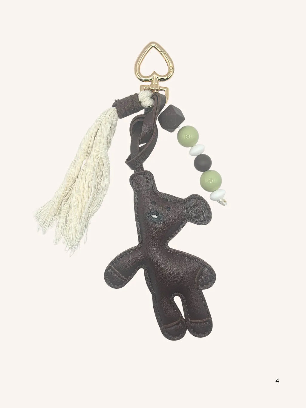 Bijou de Sac Nounours Chocolat et Vert Brillant