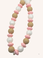 Chaine de téléphone arc-en-ciel beige, rose pâle & blanc