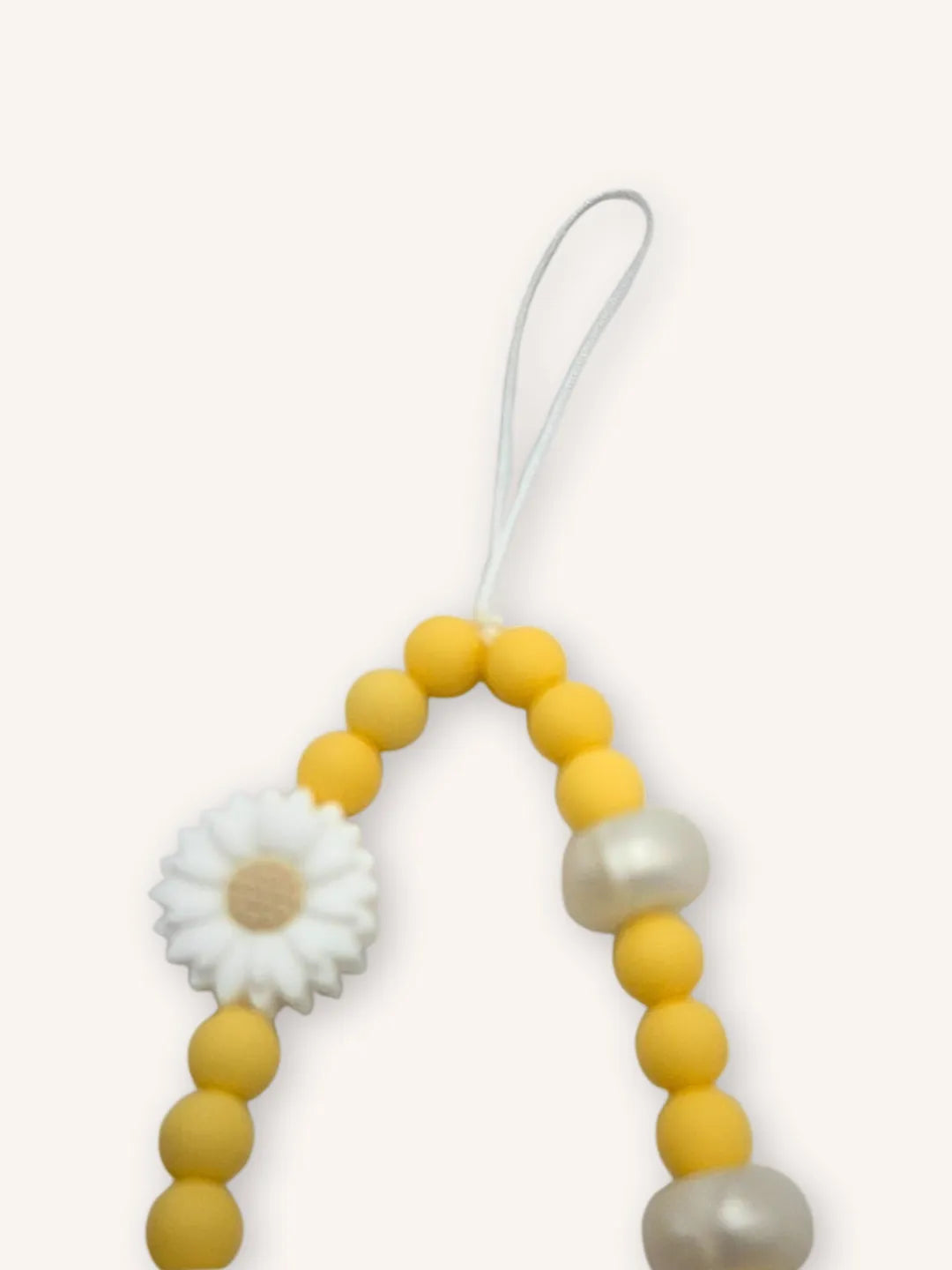 Cordon de téléphone marguerite blanc et jaune