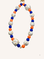 Chaine de téléphone bleu marine & orange