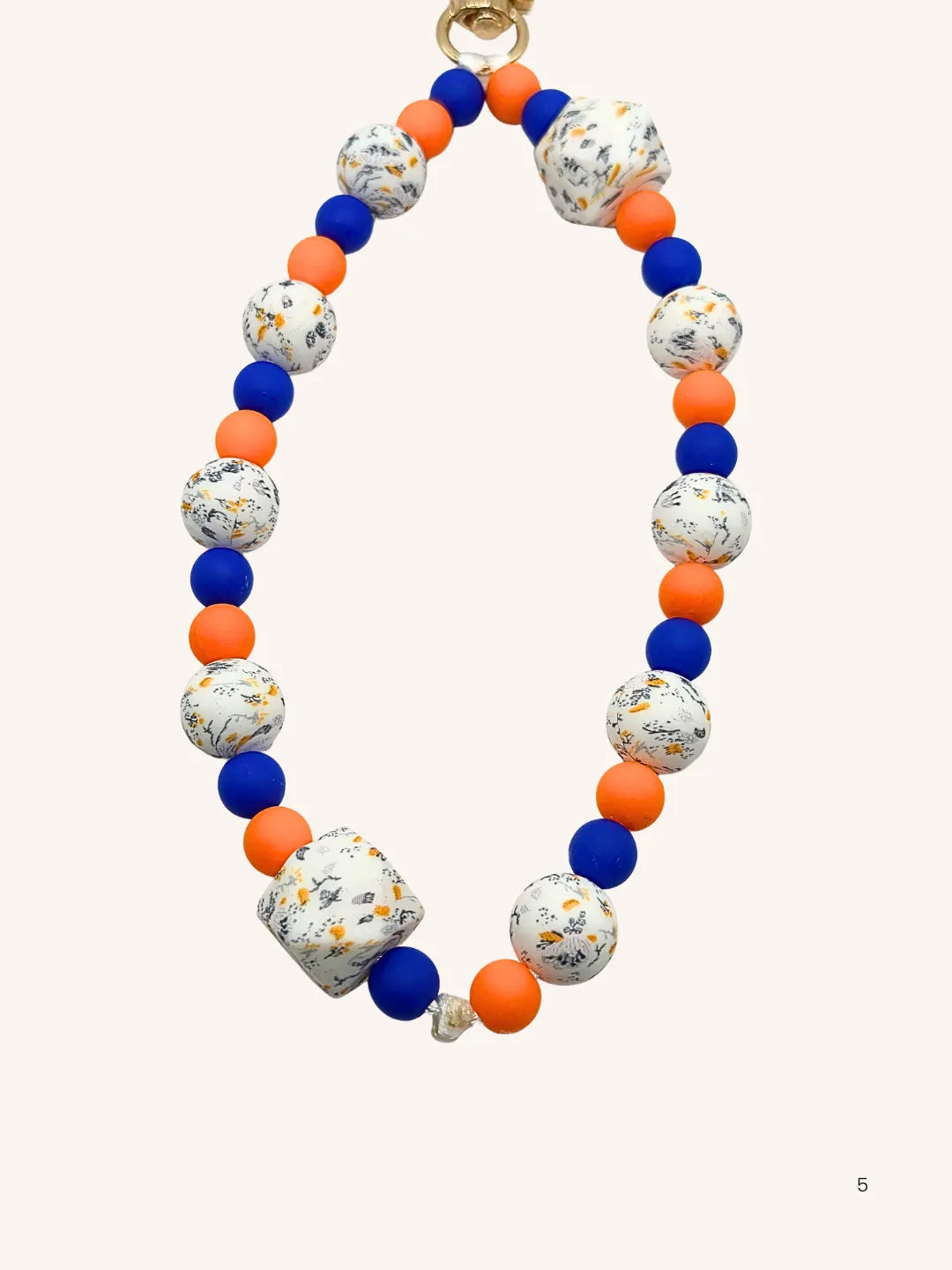Chaine de téléphone bleu marine & orange