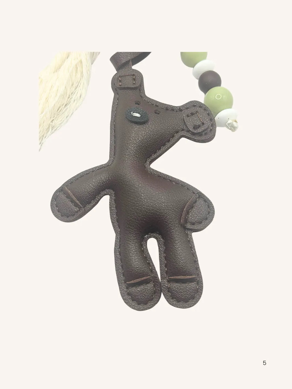 Bijou de Sac Nounours Chocolat et Vert Brillant