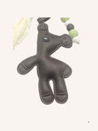Bijou de Sac Nounours Chocolat et Vert Brillant