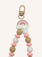 Chaine de téléphone arc-en-ciel beige, rose pâle & blanc