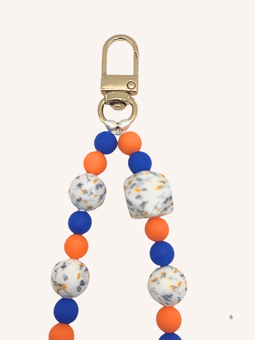 Chaine de téléphone orange & bleu marine